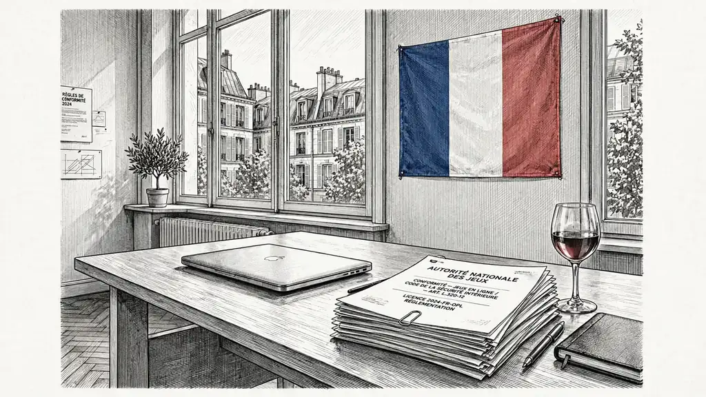 Bureau français moderne avec drapeau et documents légaux